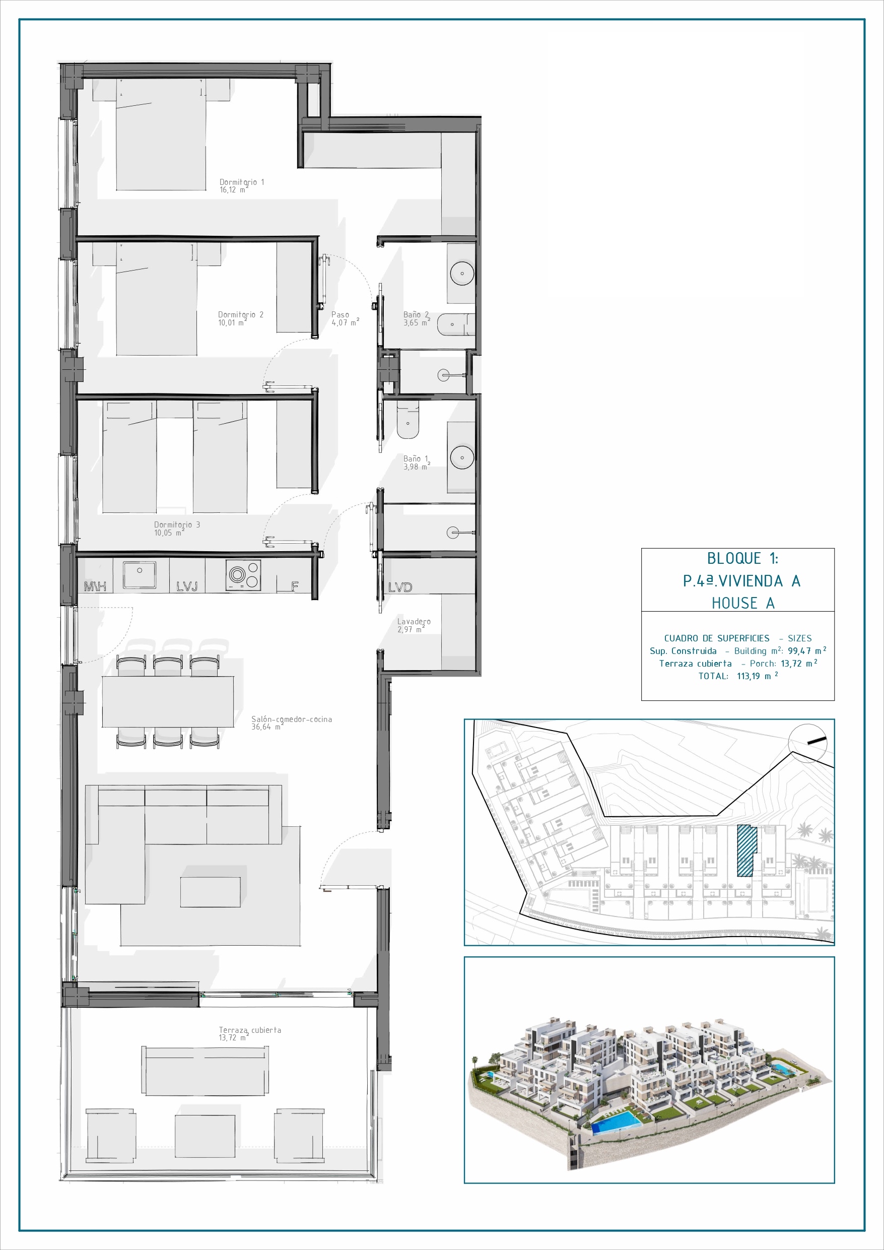 Plano Apartamento · 3 dorm.